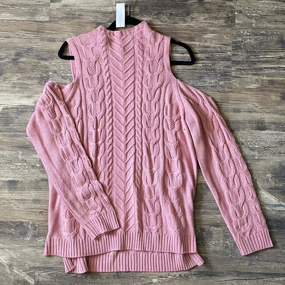 Knitted High-Neck Should Cutout Sweater - Picture 1 of 2